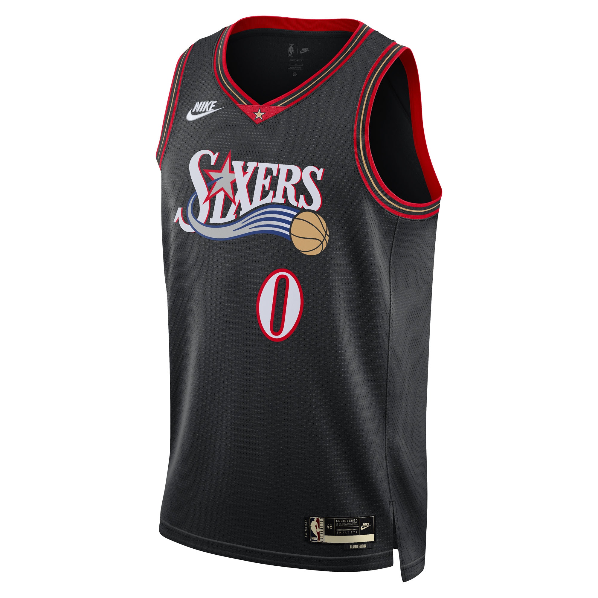 Tyrese Maxey Philadelphia 76ers Nike Unisex Swingman Jersey – Classic Edition – Black Clowdercats