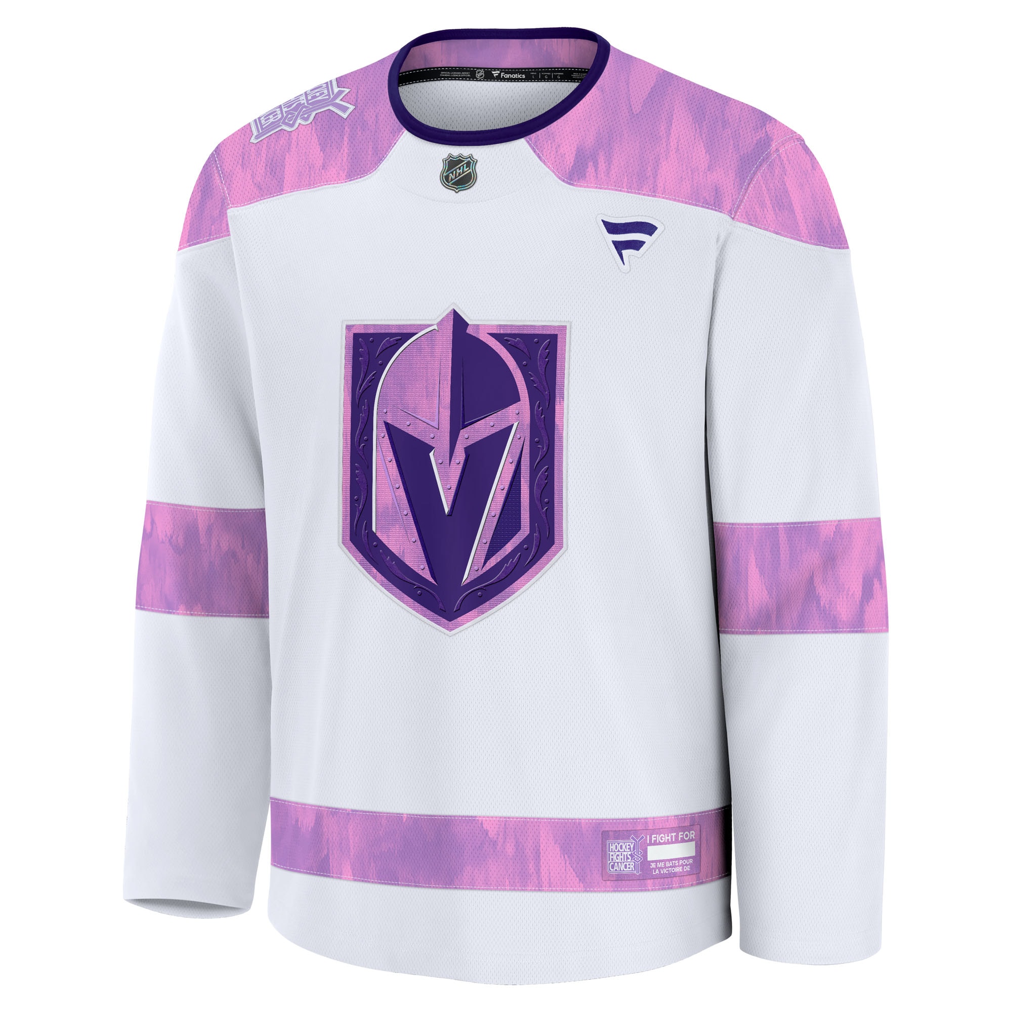 Vegas Golden Knights Fanatics Hockey Fights Cancer Practice Jersey – White Clowdercats