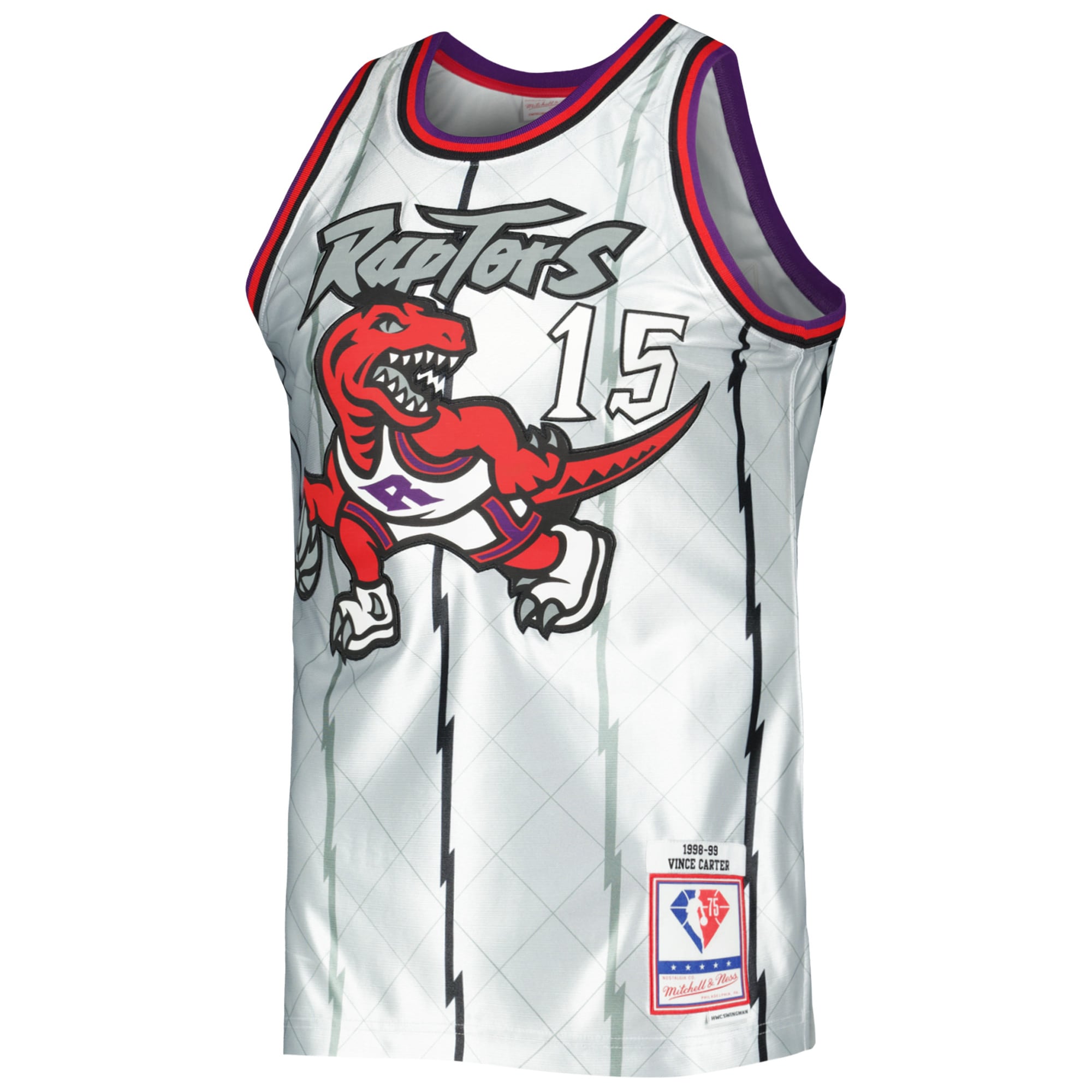 Vince Carter Toronto Raptors Mitchell & Ness 1998/99 Hardwood Classics 75th Anniversary Swingman Jersey – Platinum Clowdercats