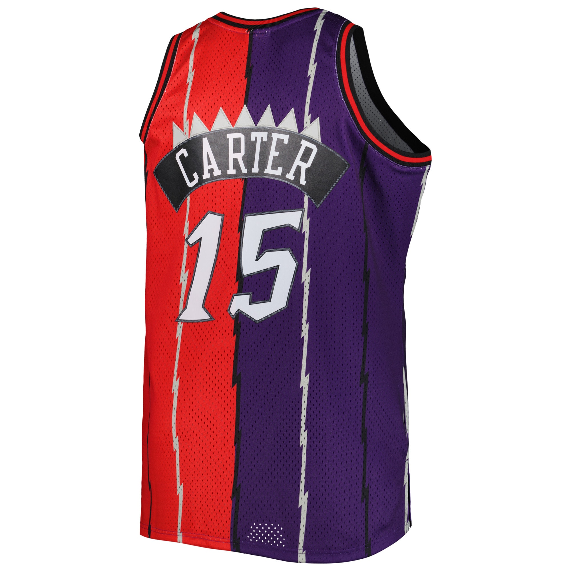 Vince Carter Toronto Raptors Mitchell & Ness Big & Tall Hardwood Classics 1998/99 Split Swingman Jersey – Purple/Red Clowdercats