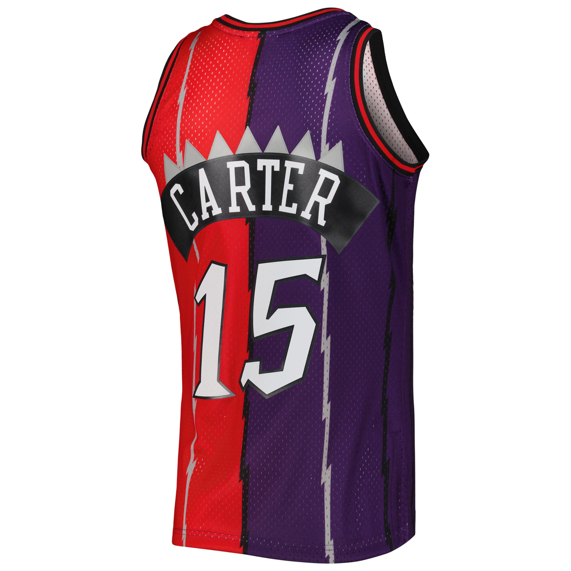 Vince Carter Toronto Raptors Mitchell & Ness Hardwood Classics 1998/99 Split Swingman Jersey – Purple/Red Clowdercats