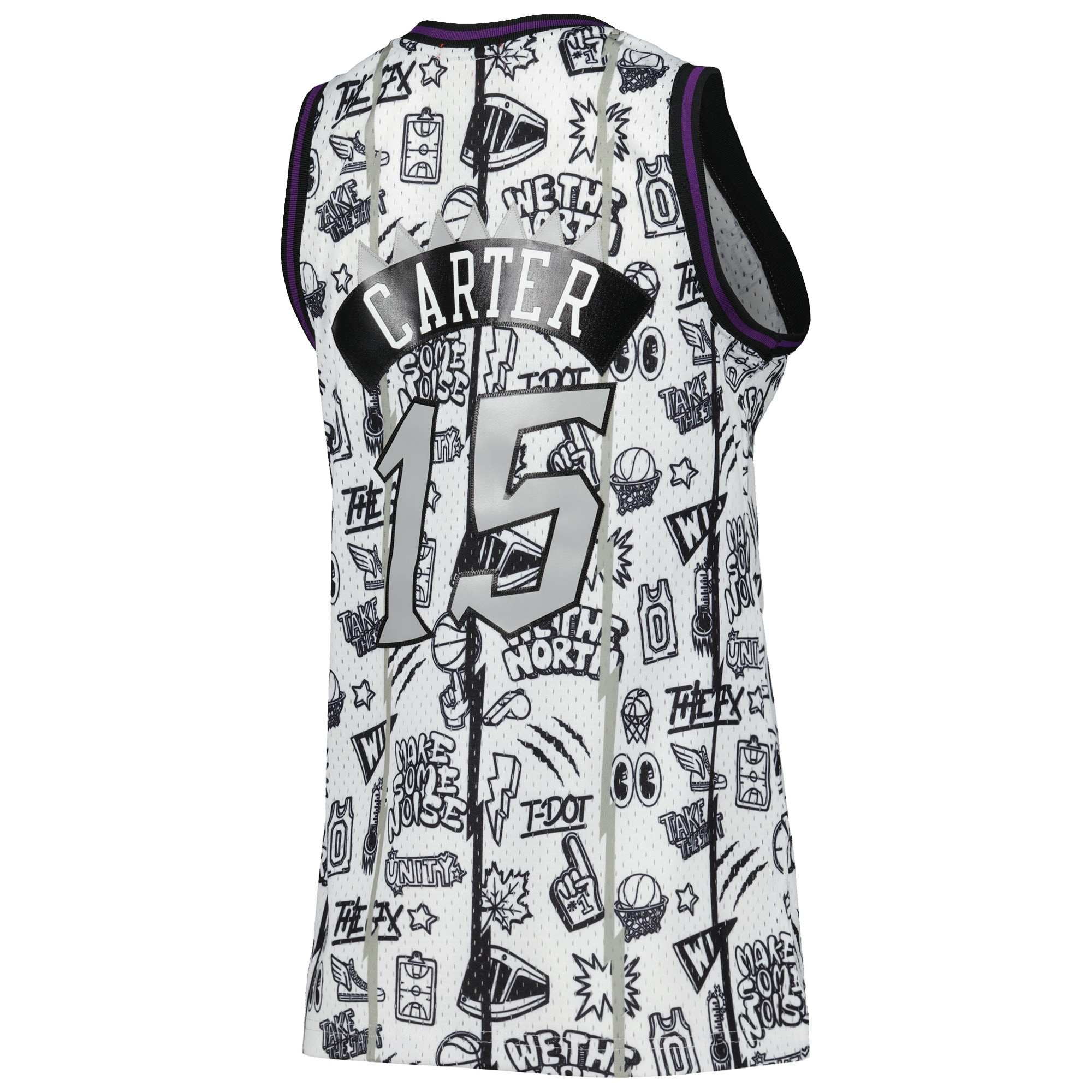Vince Carter Toronto Raptors Mitchell & Ness Women’s 1998 Doodle Swingman Jersey – White Clowdercats