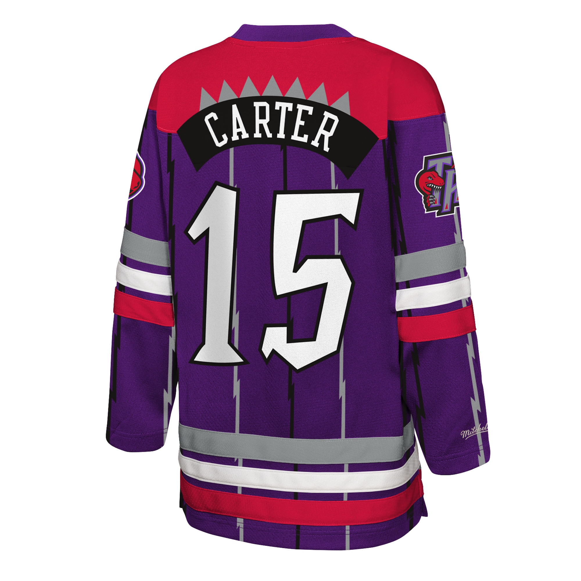 Vince Carter Toronto Raptors Mitchell & Ness Youth Maxxed Out 2.0 Fashion Hockey Jersey – Purple Clowdercats