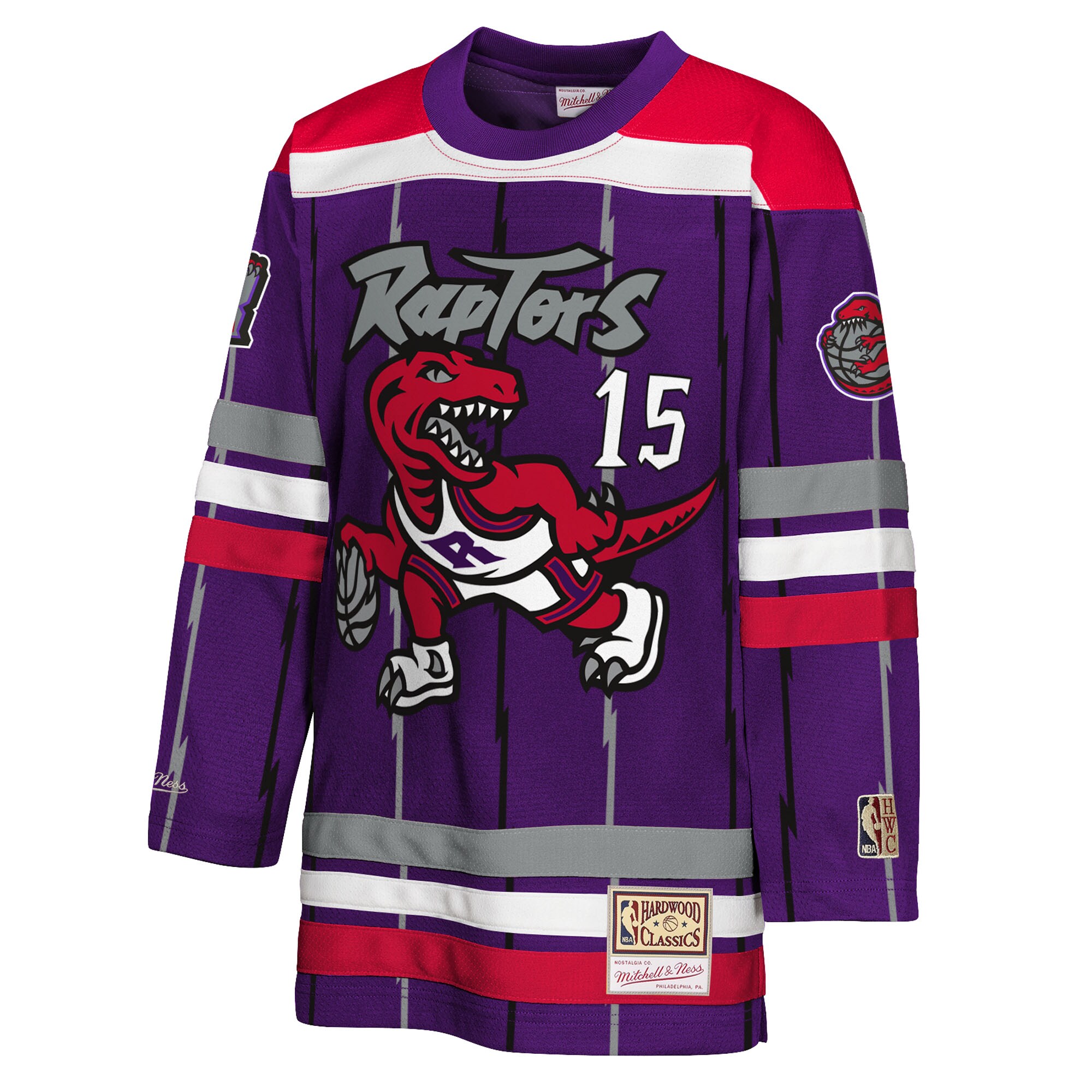 Vince Carter Toronto Raptors Mitchell & Ness Youth Maxxed Out 2.0 Fashion Hockey Jersey – Purple Clowdercats