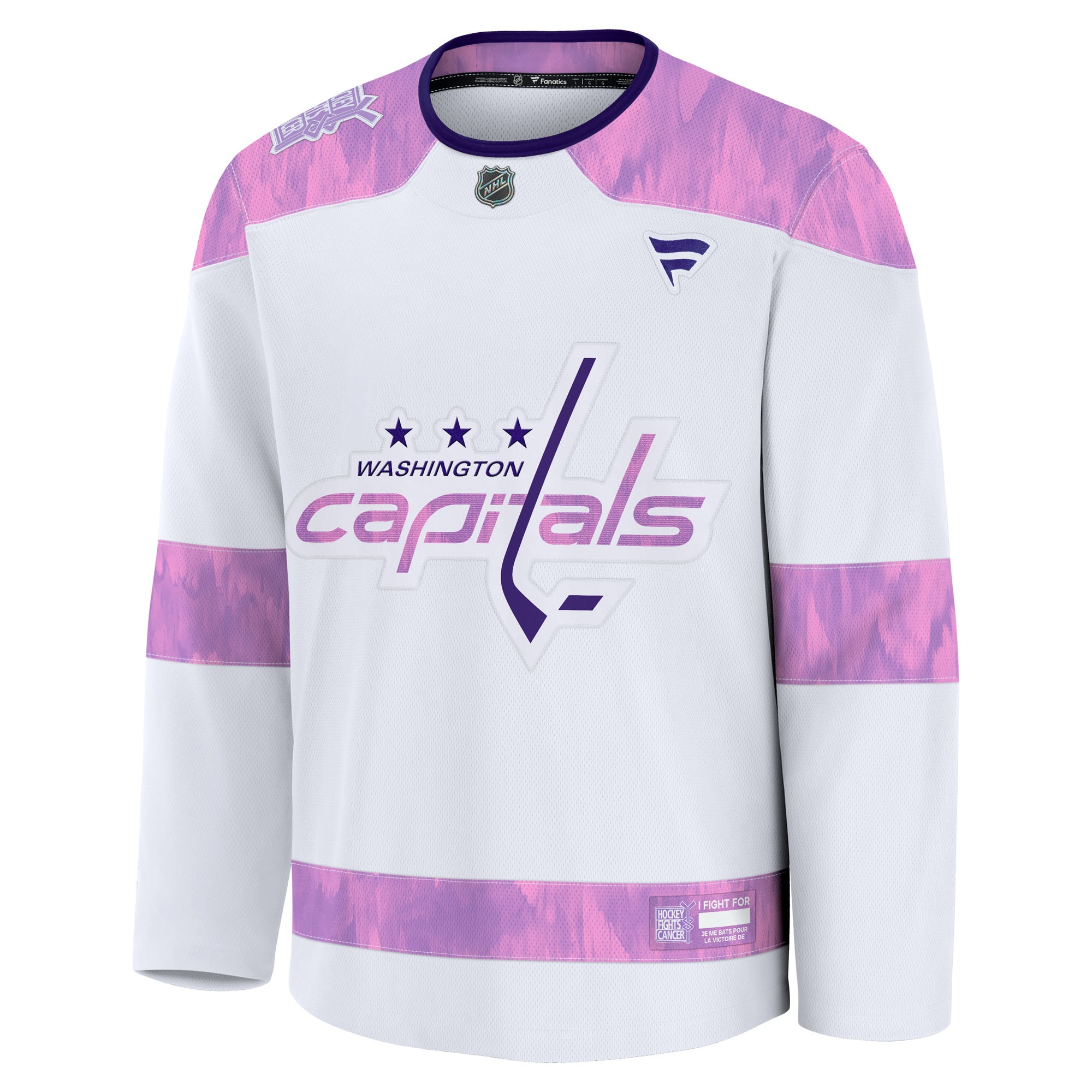 Washington Capitals Fanatics Hockey Fights Cancer Practice Jersey – White Clowdercats