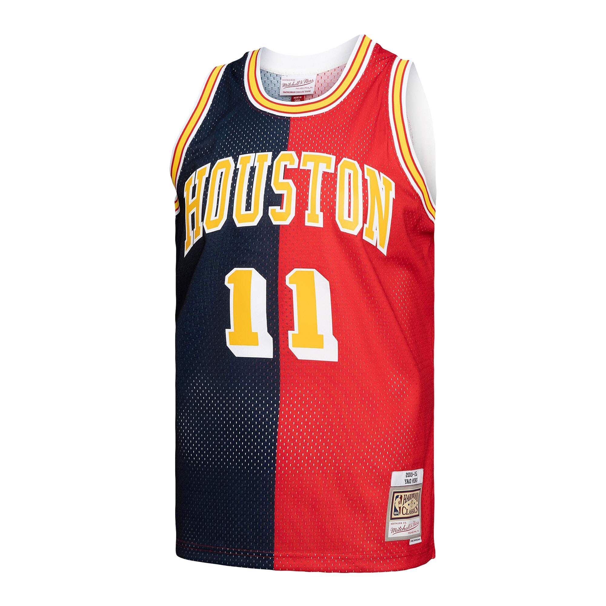 Yao Ming Houston Rockets Mitchell & Ness Hardwood Classics 2004/05 Split Swingman Jersey – Navy/Red Clowdercats