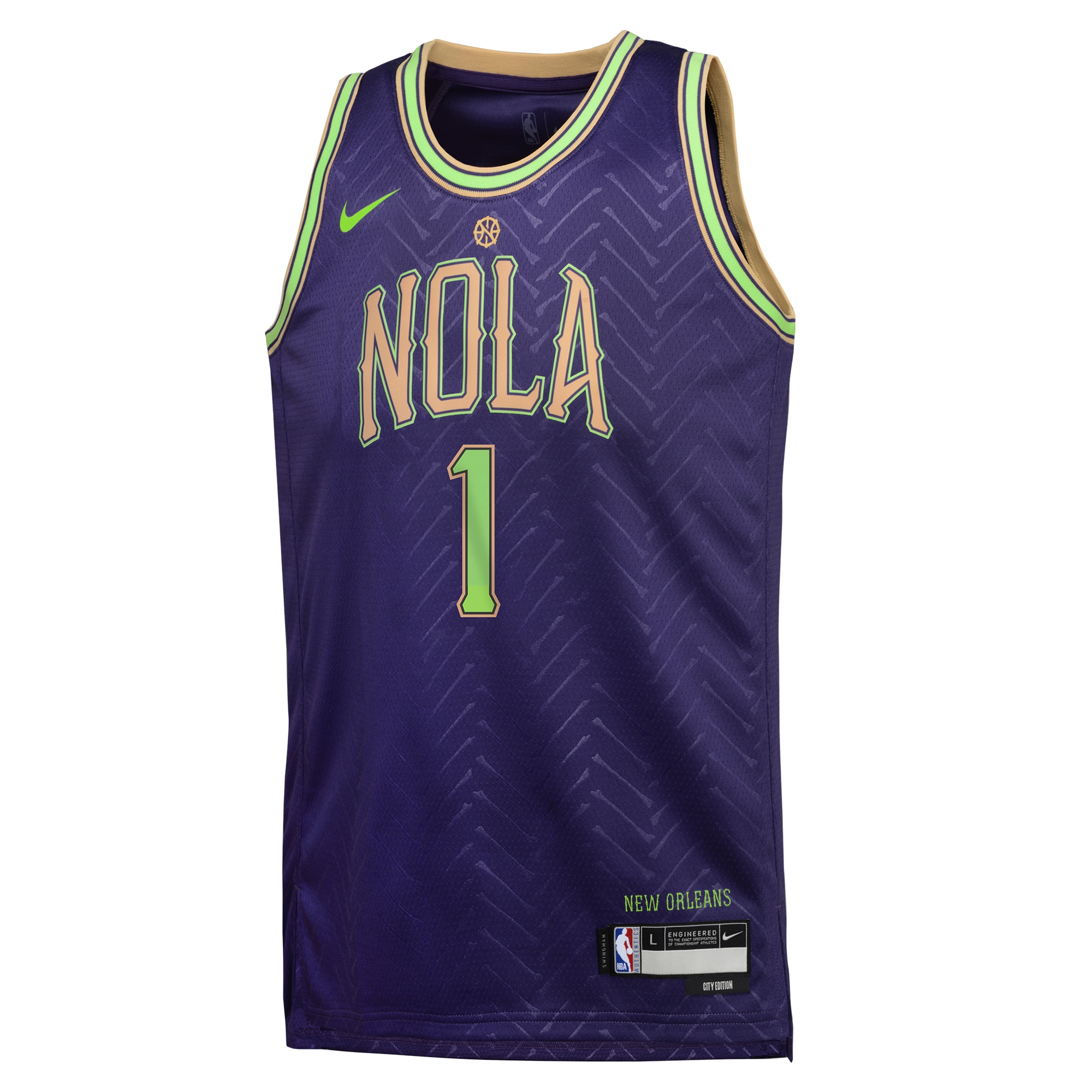 Zion Williamson New Orleans Pelicans Nike Youth 2024/25 Swingman Player Jersey – City Edition – Purple Clowdercats